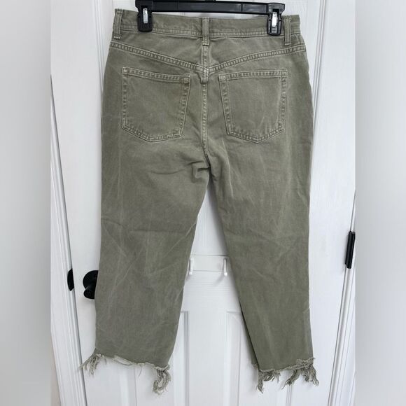 We The Free Free People Distressed Torn Knee Green Denim Pants Women’s Size 28 - Picture 2 of 6